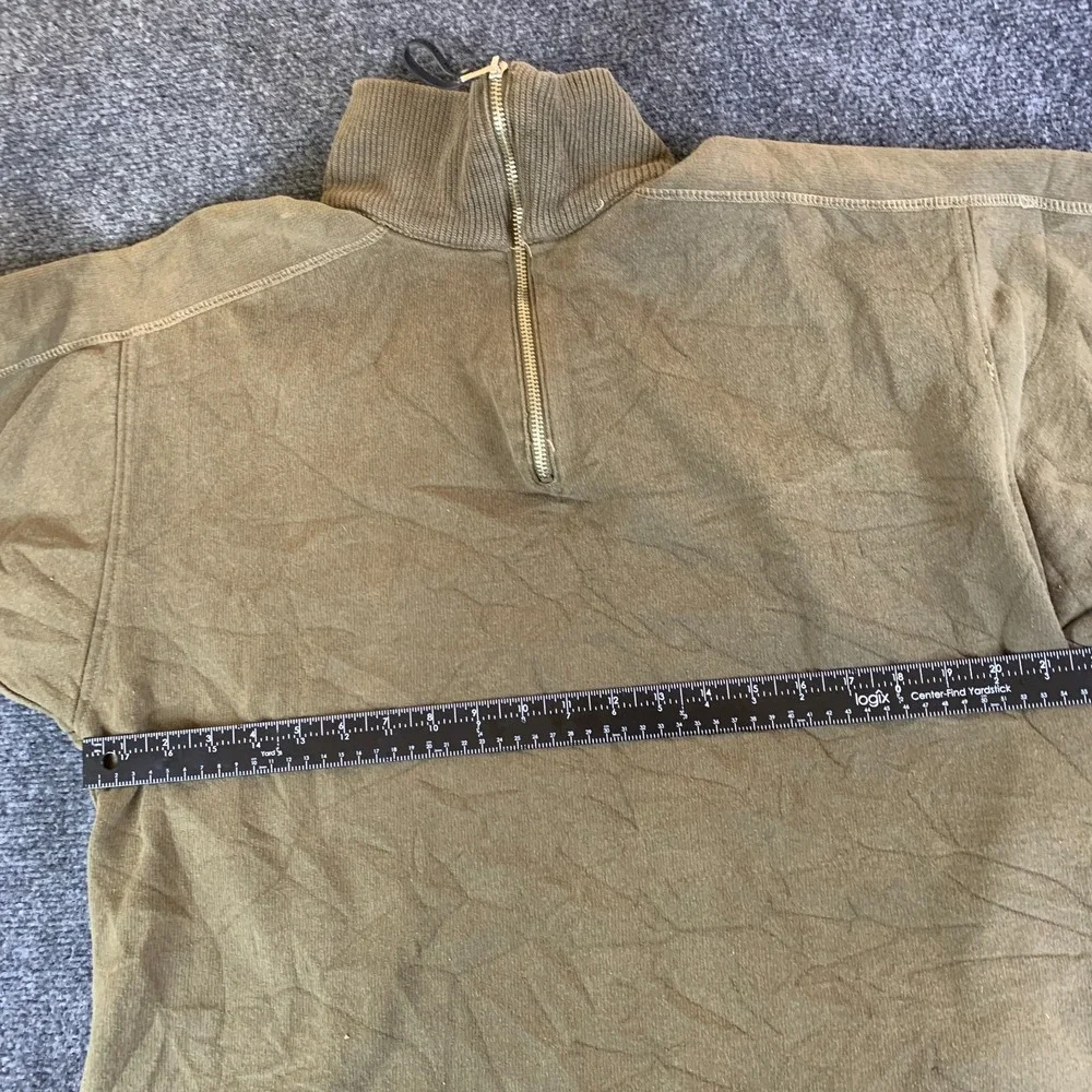 Vintage Levi's 90s Sweatshirt Mens Medium Olive Green Mock Neck Quarter Zip